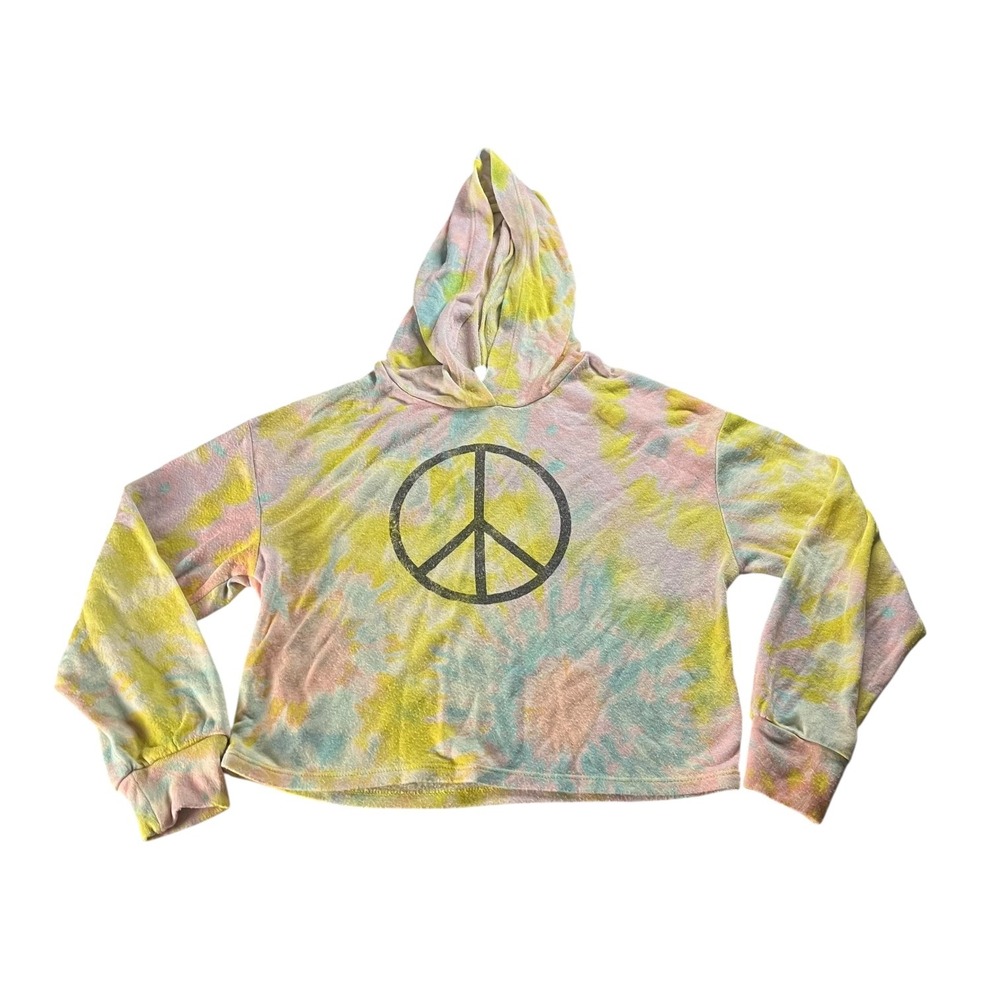 Art Class Girls Crop Hoodie Tie Dye Peace Sign Sweatshirt Size M 7/8
